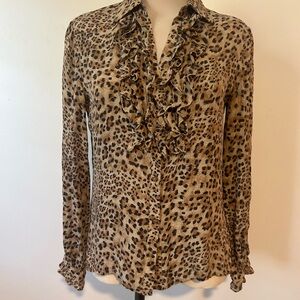Beautiful Oscar de la Renta cheetah prints blouse size 6